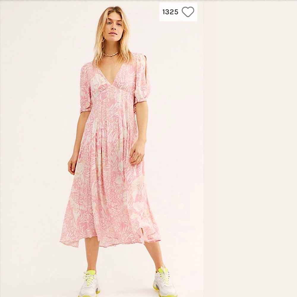 Free People Pink Forever Always Midi Dress MWT - Picture 1 of 4